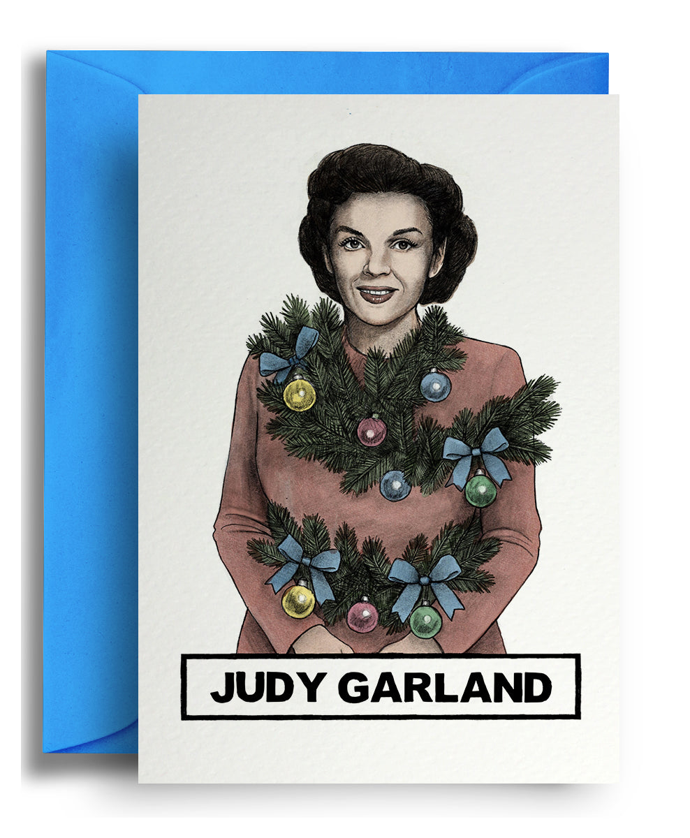Judy Garland in tinsel, funny Christmas card