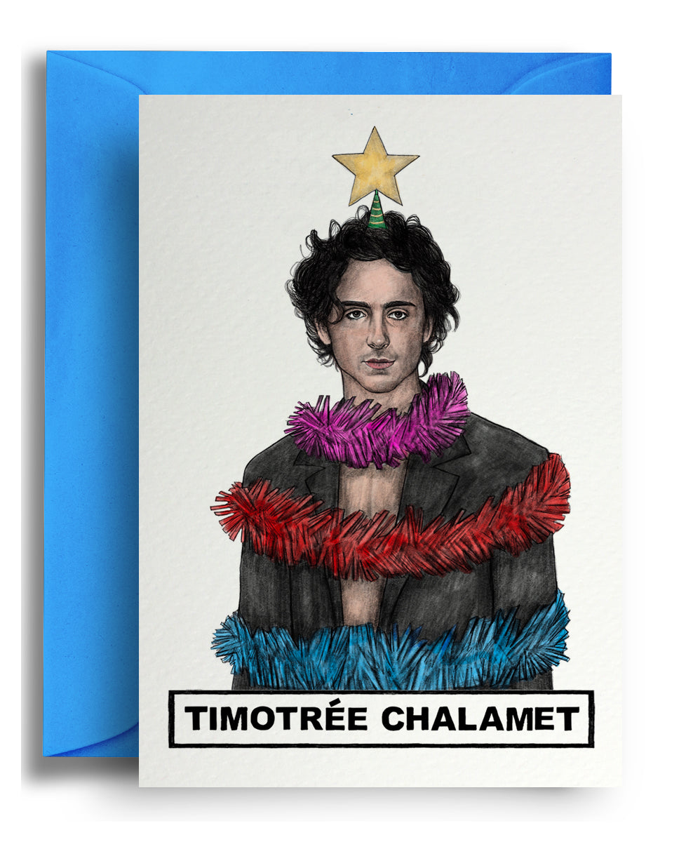 Timotrée Chalamet – Timothée Chalamet as a Christmas tree, funny Christmas card