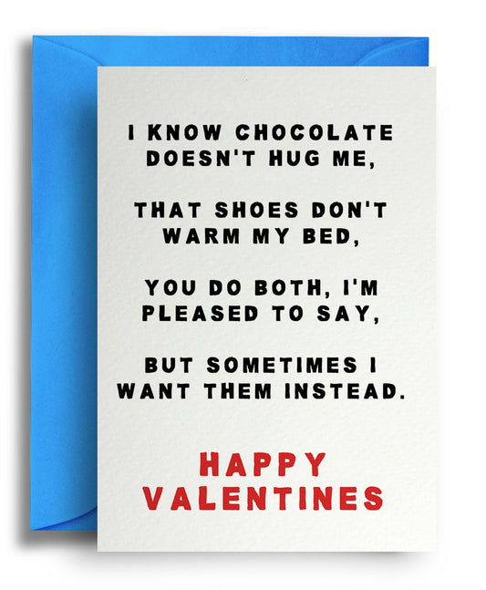 Chocolate Hugs Valentines - Quite Good Cards Funny Birthday Card