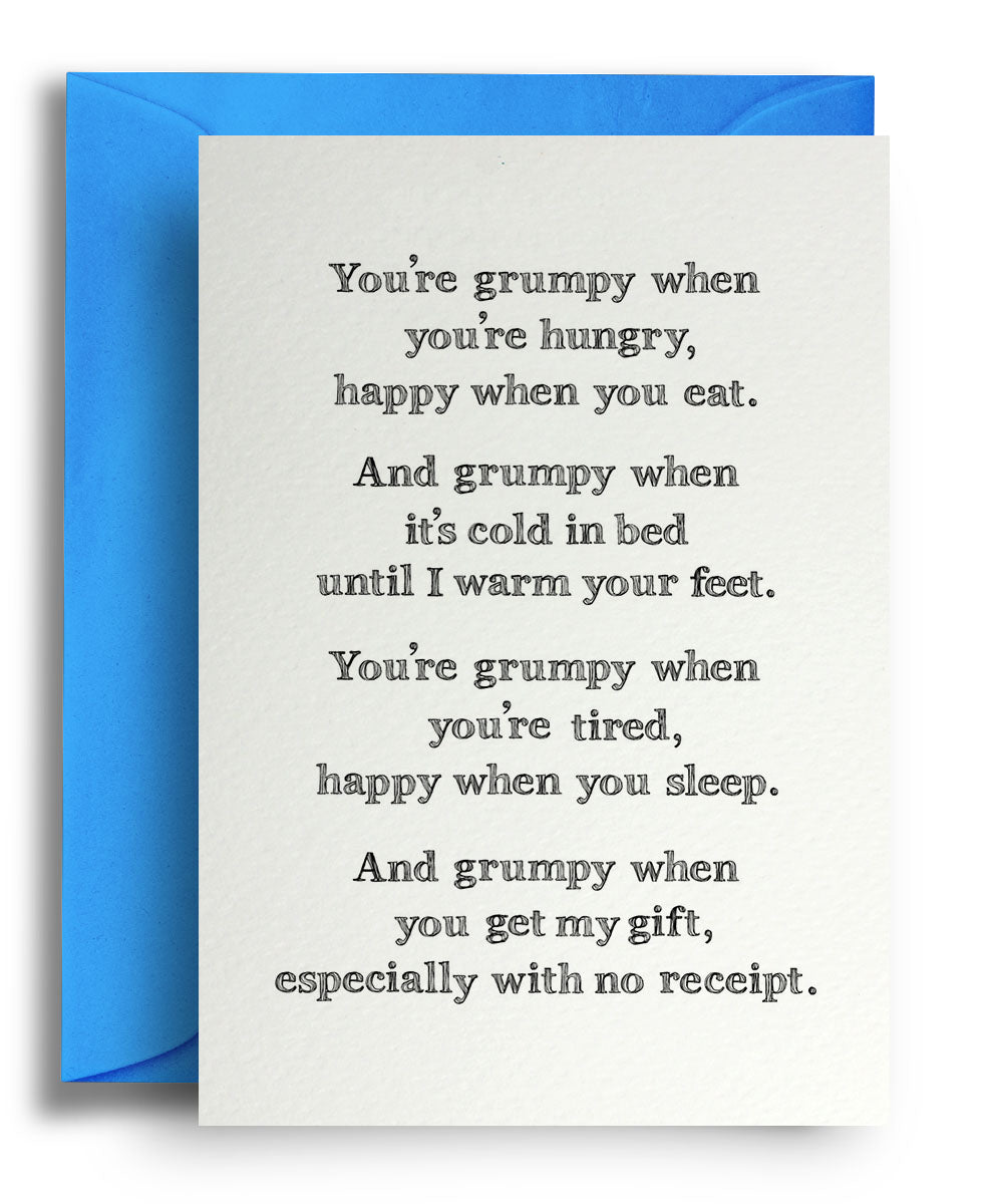 Grumpy Poem - Quite Good Cards Funny Birthday Card