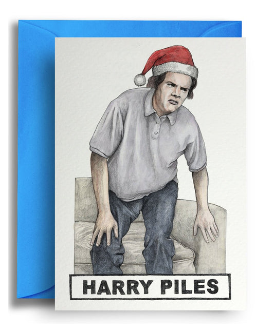 Harry Piles Xmas Card - Quite Good Cards Funny Birthday Card