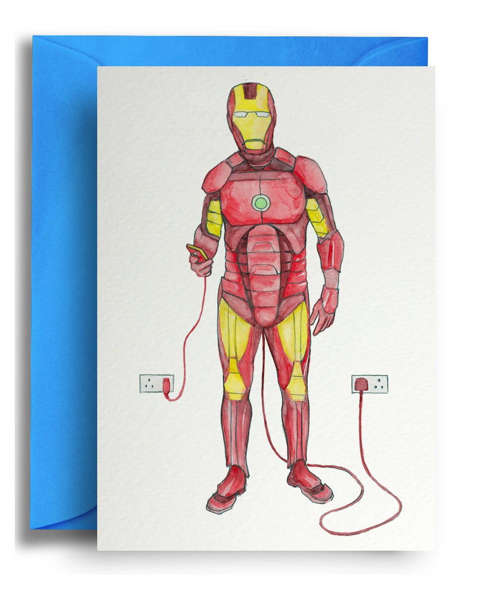 Iron Man Charging - Quite Good Cards Funny Birthday Card