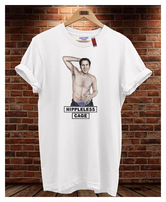 Nippleless Cage T-Shirt - Quite Good Cards Funny Birthday Card